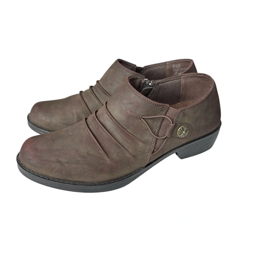 Easy Street Korey Shooties Distressed Matte Brown Comfort Size 5.5 Bootie VEGAN